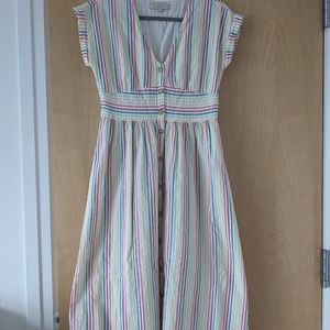 Loft Striped Summer Button Midi Dress size 4